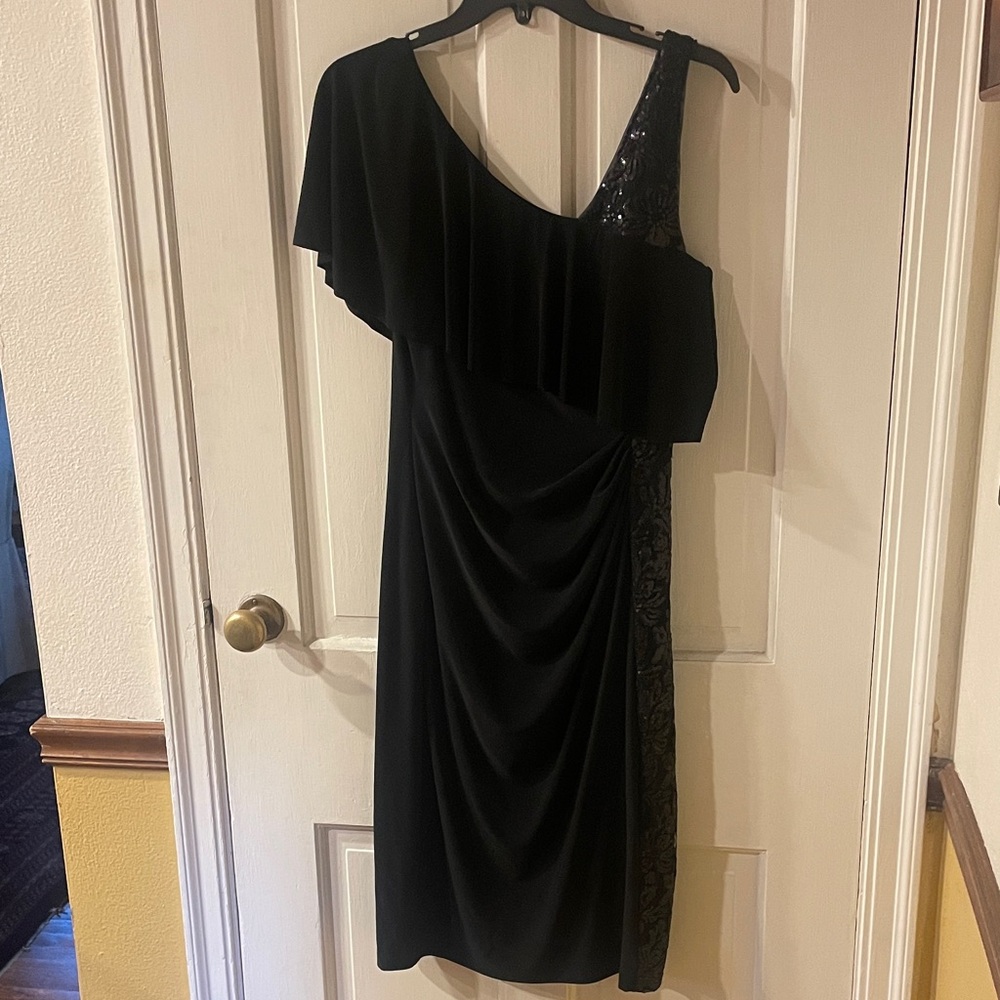 Ralph Lauren Elegant Black One-Shoulder Cocktail/Evening  Dress NWT